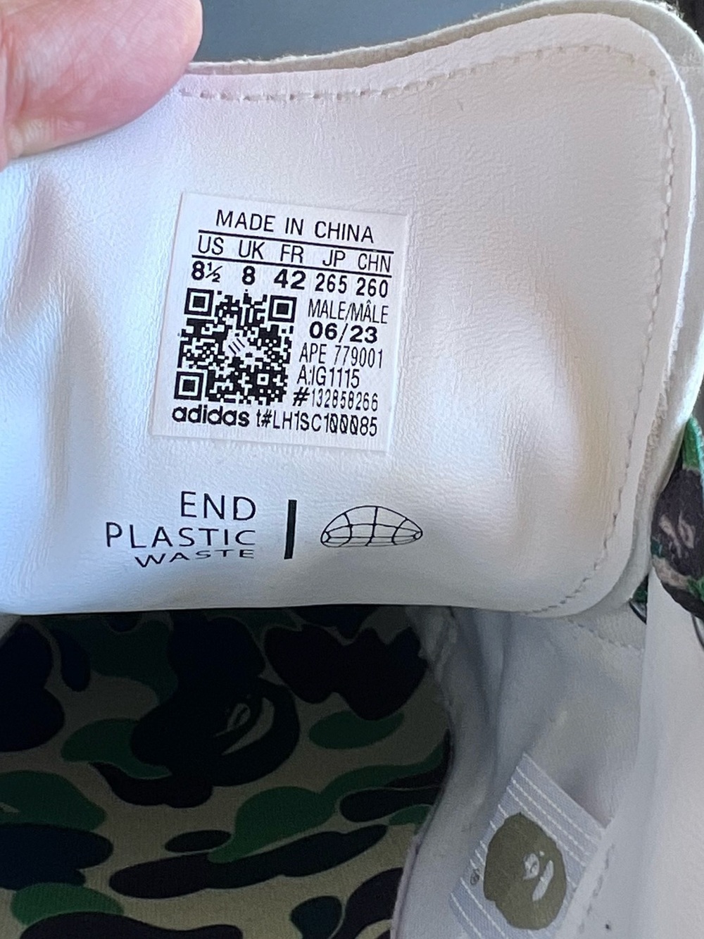 BAPE x adidas Stan Smith 30th Anniversary White Camo Men's 8.5 IG1115 - Picture 4 of 6